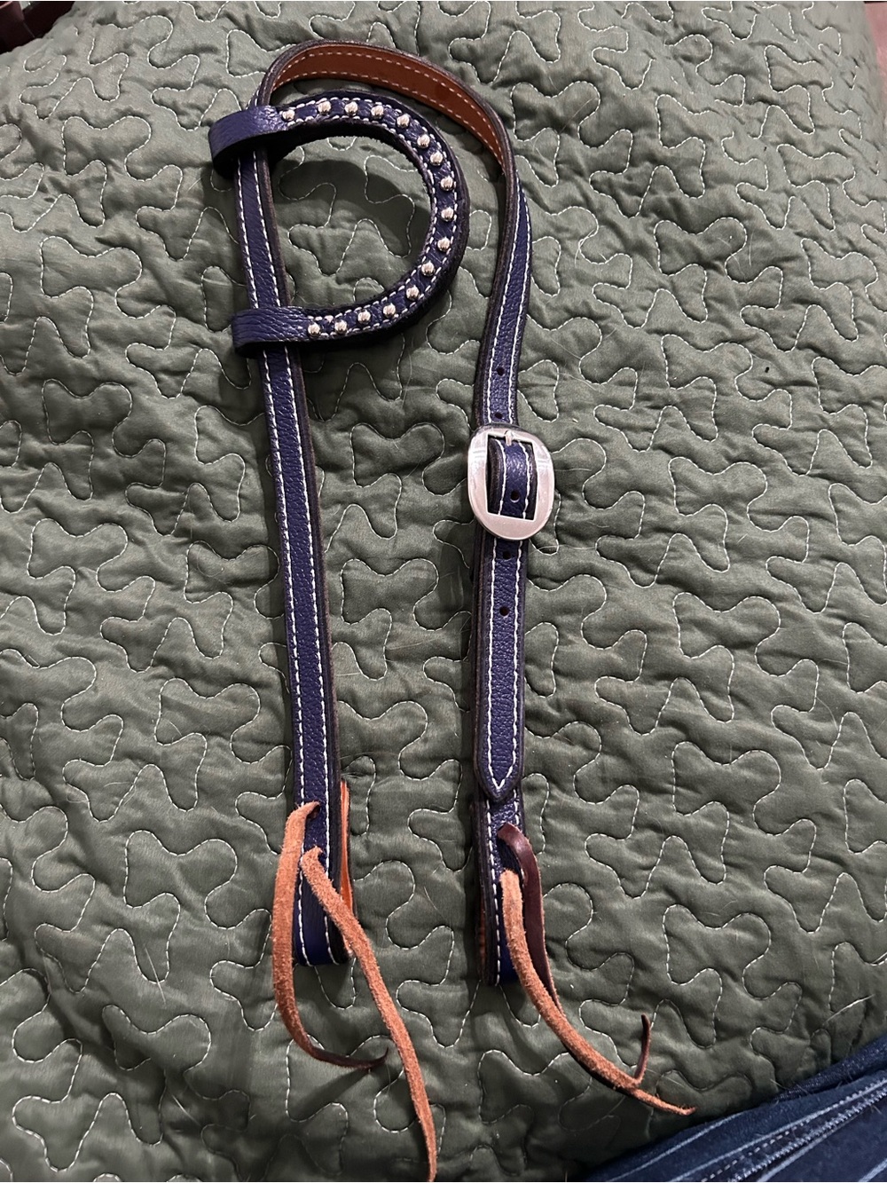 Purple studded single ear headstall